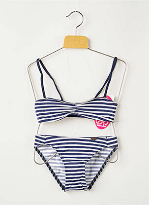 Maillot de bain 2 pièces imprimé rayures bleu PLAGE DU SUD fille