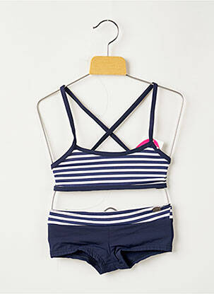 Maillot de bain 2 pièces imprimé rayures bleu PLAGE DU SUD fille