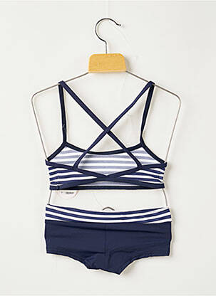 Maillot de bain 2 pièces imprimé rayures bleu PLAGE DU SUD fille