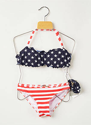 Maillot de bain 2 pièces haut soutien-gorge avec mousse de rembourrage amovible bleu DAG ADOM fille