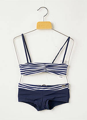 Maillot de bain 2 pièces imprimé rayures bleu PLAGE DU SUD fille