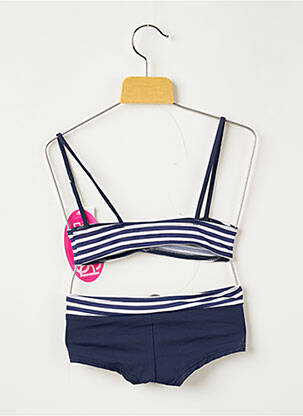 Maillot de bain 2 pièces imprimé rayures bleu PLAGE DU SUD fille