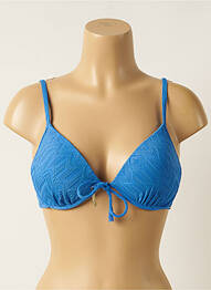 Haut de maillot de bain stretch haut soutien-gorge moulé bleu PIHA femme