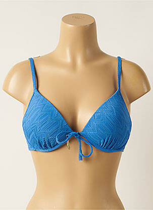 Haut de maillot de bain stretch haut soutien-gorge moulé bleu PIHA femme