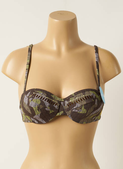 Haut de maillot de bain stretch haut soutien-gorge push-up vert OLYMPIA femme