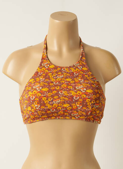 Haut de maillot de bain stretch haut soutien-gorge avec mousse de rembourrage amovible marron PIHA femme