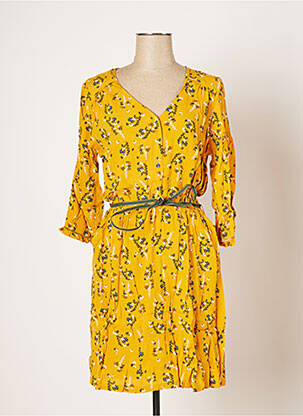 Robe courte manches 3/4 manches 3/4 jaune GRACE & MILA femme