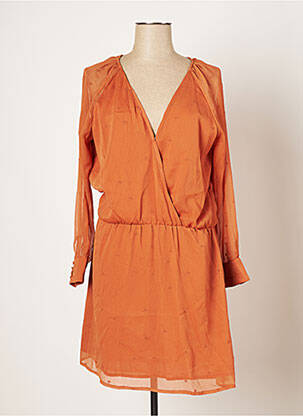Robe mi-longue coupe fluide manches longues marron SWILDENS femme