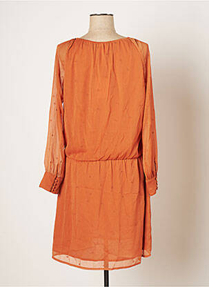 Robe mi-longue coupe fluide manches longues marron SWILDENS femme