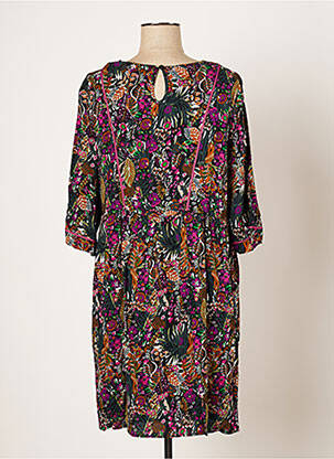 Robe mi-longue imprimé fleurs manches 3/4 violet GRACE & MILA femme