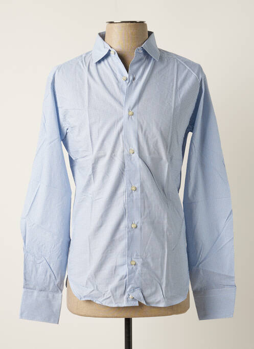 Chemise manches longues poignets boutonnés bleu MELCHIOR homme