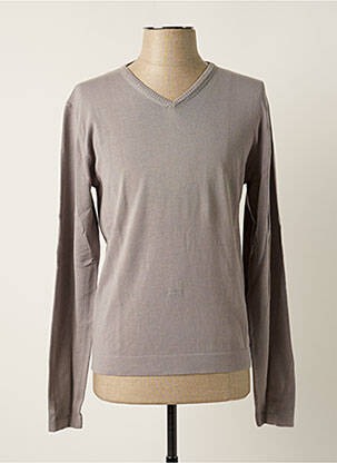Pull col v manches longues gris MELCHIOR homme