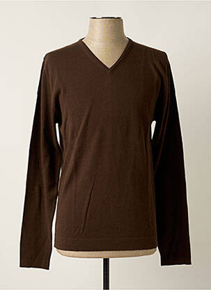 Pull col v manches longues marron MELCHIOR homme