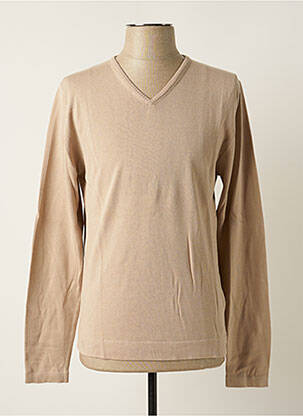 Pull col v manches longues beige MELCHIOR homme