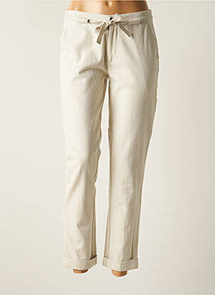 Pantalon droit fermeture zippée sous rabat boutonné taille normale beige SWILDENS femme