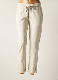 Pantalon droit fermeture zippée sous rabat boutonné taille normale beige SWILDENS femme