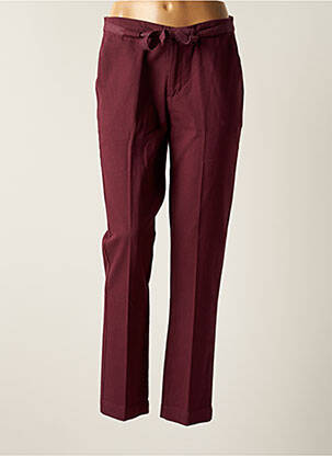 Pantalon droit fermeture zippée sous rabat boutonné taille normale rouge SWILDENS femme