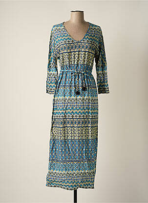 Robe longue manches longues manches longues bleu CHEMINS BLANCS femme