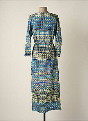 Robe longue manches longues manches longues bleu CHEMINS BLANCS femme