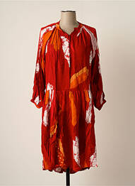 Robe mi-longue imprimé fantaisie manches longues rouge BAKKER MADE WITH LOVE femme