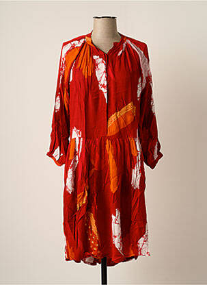 Robe mi-longue imprimé fantaisie manches longues rouge BAKKER MADE WITH LOVE femme