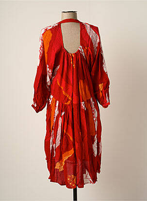 Robe mi-longue imprimé fantaisie manches longues rouge BAKKER MADE WITH LOVE femme