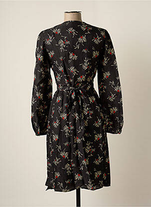 Robe mi-longue imprimé fleurs manches longues noir SET femme