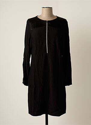 Robe mi-longue manches longues manches longues noir CHEMINS BLANCS femme