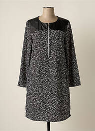 Robe mi-longue imprimé fantaisie manches longues noir CHEMINS BLANCS femme