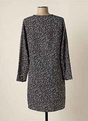 Robe mi-longue imprimé fantaisie manches longues noir CHEMINS BLANCS femme