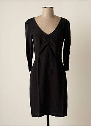 Robe mi-longue manches longues manches longues noir CHEMINS BLANCS femme