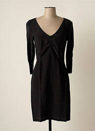 Robe mi-longue manches longues manches longues noir CHEMINS BLANCS femme