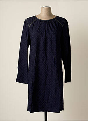 Robe mi-longue manches longues manches longues bleu CHEMINS BLANCS femme