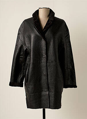 Veste en cuir poches noir J.SEBASTIEN VASSAL femme