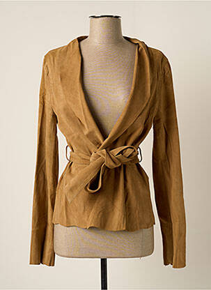 Veste en cuir coupe cintrée marron J.SEBASTIEN VASSAL femme