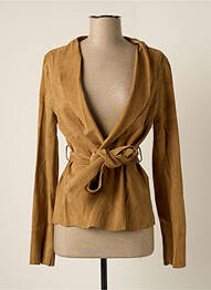 Veste en cuir coupe cintrée marron J.SEBASTIEN VASSAL femme