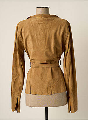 Veste en cuir coupe cintrée marron J.SEBASTIEN VASSAL femme