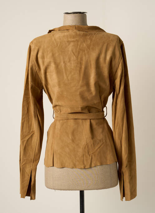 Veste en cuir marron J.SEBASTIEN VASSAL pour femme