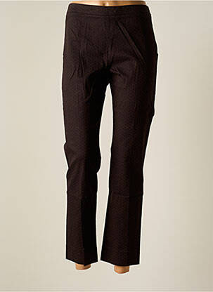 Pantalon 7/8 fermeture zippée sous rabat boutonné taille normale marron CHEMINS BLANCS femme