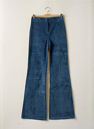 Pantalon droit fermeture zippée sous rabat boutonné taille normale bleu CHEMINS BLANCS femme