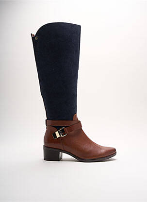Bottes tissage satiné talon de 4 à 6cm bleu CAPRICE femme