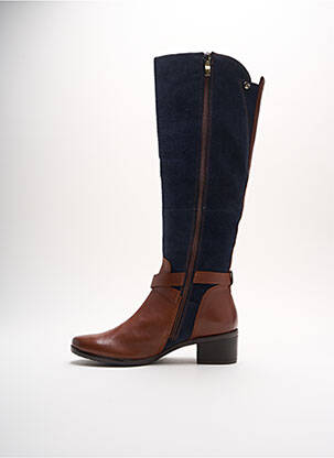 Bottes tissage satiné talon de 4 à 6cm bleu CAPRICE femme