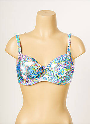 Haut de maillot de bain stretch haut soutien-gorge balconnet bleu ANTIGEL femme