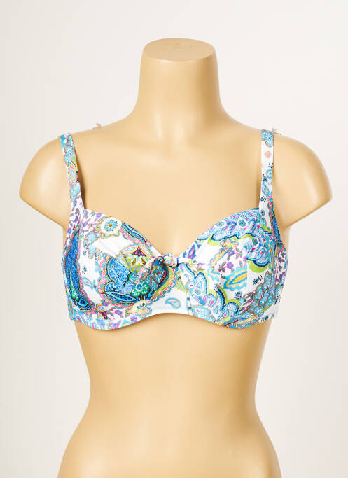 Haut de maillot de bain stretch haut soutien-gorge balconnet bleu ANTIGEL femme