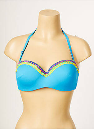 Haut de maillot de bain stretch haut soutien-gorge balconnet bleu ANTIGEL femme