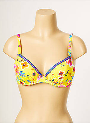 Haut de maillot de bain stretch haut soutien-gorge moulé jaune ANTIGEL femme