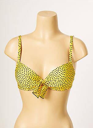 Haut de maillot de bain stretch haut soutien-gorge push-up jaune ANTIGEL femme