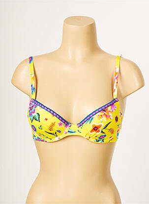 Haut de maillot de bain stretch haut soutien-gorge push-up jaune ANTIGEL femme