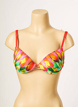 Haut de maillot de bain stretch haut soutien-gorge push-up rouge ANTIGEL femme