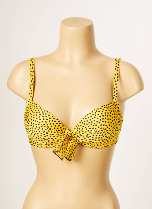Haut de maillot de bain stretch haut soutien-gorge push-up jaune ANTIGEL femme